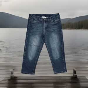 CG CG Capri Jeans 4 (29x19.5) Blue Embellished Stretch Denim Womens
